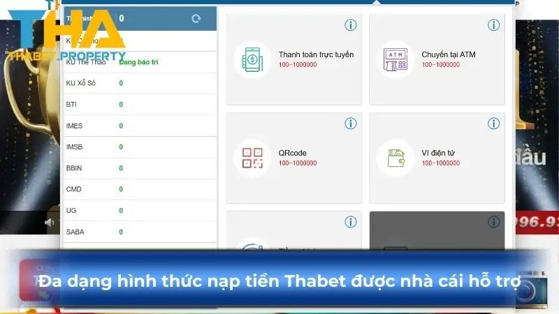 Đa dạng hình thức nạp tiền Ku88 được nhà cái hỗ trợ